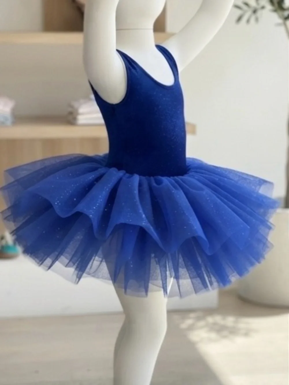 Plum Girls 4Y Royal Blue Velvet Sparkle Tutu Leotard Dress
